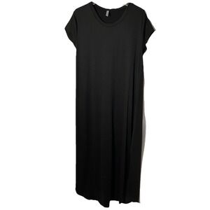 Women's Black XL Long Maxi T-Shirt Dress 54" Stretchy Relaxed‎ Acting Pro